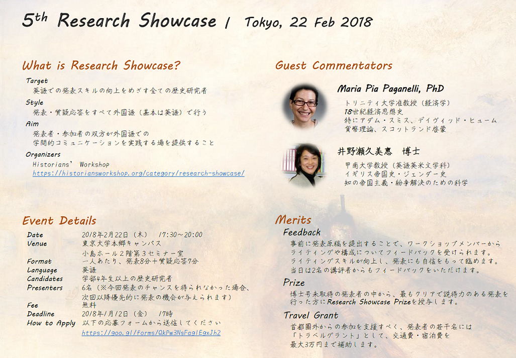 2018年2月22日（木）Research Showcase in Tokyo 発表者募集のお知らせ